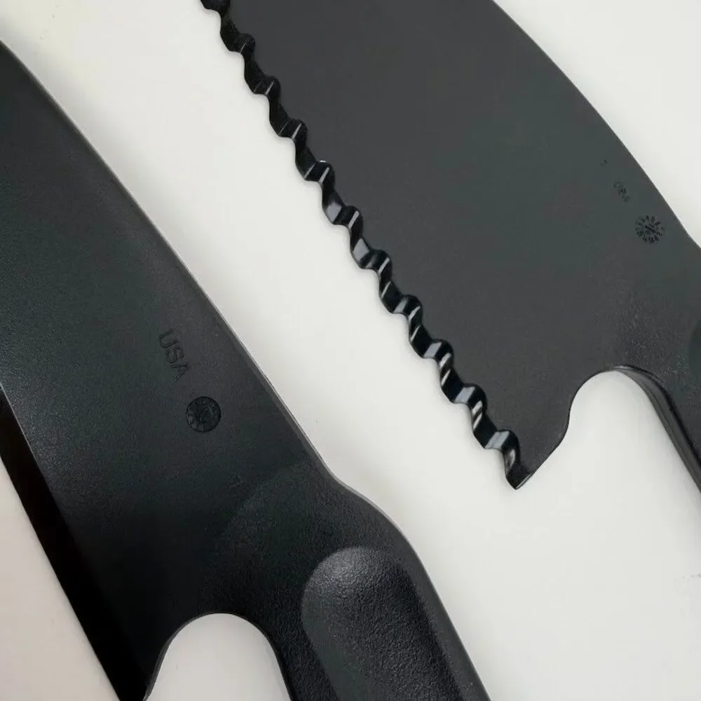 Two Pampered Chef Black Nylon Knives-Serrated (1119) and Straight (1169)-Retired